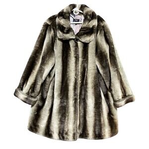 Dennis Basso Faux Fur Coat in Black and White